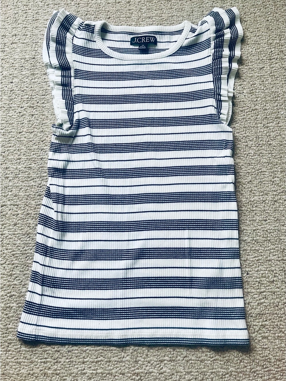 J. Crew Ribbed Stripe Tee in White and Navy Size XS